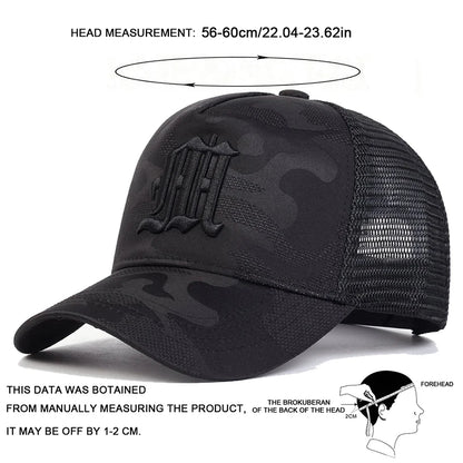M Letter Camouflage Embroidery Baseball Net Caps Spring Summer Outdoor Adjustable Casual Hats