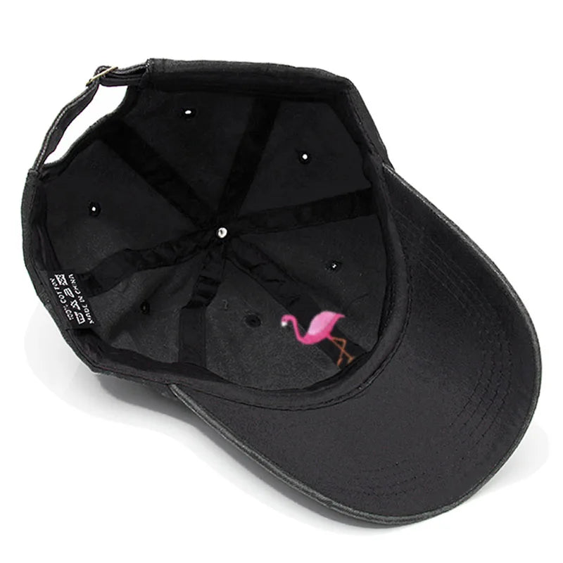 Animal Embroidery Flamingo Baseball Caps Men Women Retro Soft Washed Cotton Dad Hat Snapback Cap