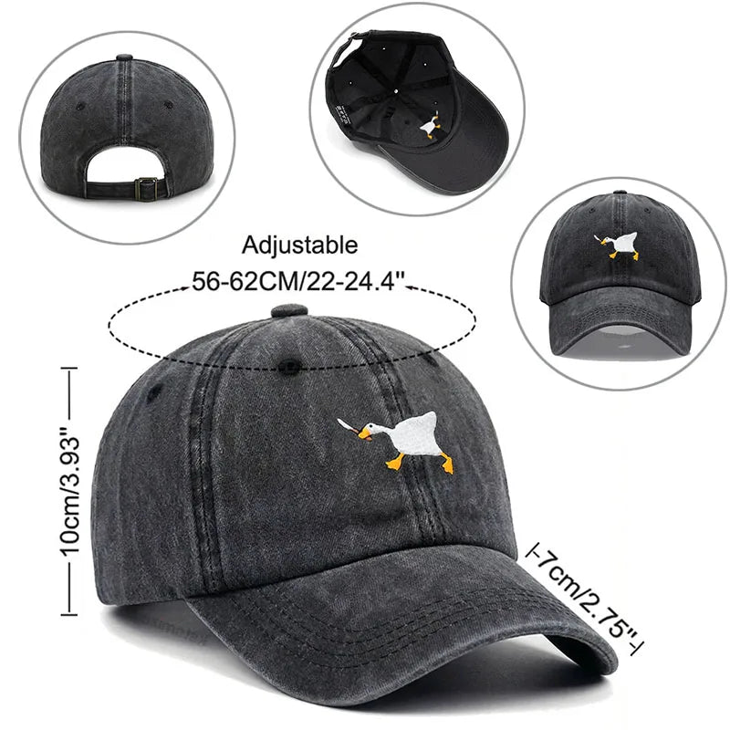 Unisex Dad Hat Embroidered Goose Pattern Fashionable Style Duckbill Cap Men Women