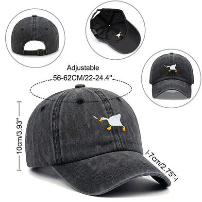 Unisex Dad Hat Embroidered Goose Pattern Fashionable Style Duckbill Cap Men Women