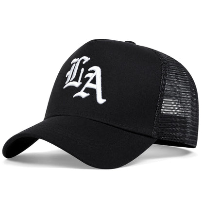Unisex La Letter Embroidery Baseball Net Caps Hip Hop Cap Spring Summer Outdoor Adjustable Casual