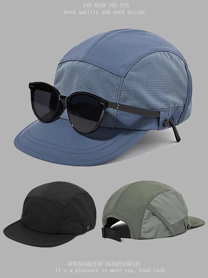 Japanese Color Matching Short Brim Baseball Caps Can Wear Glasses Men Women Summer Lightweight Sun
