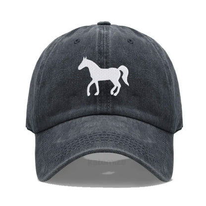 Horse Embroidered Baseball Cap Women Men Adjustable Washed Cotton Dad Hat Unisex Classic Golf Caps