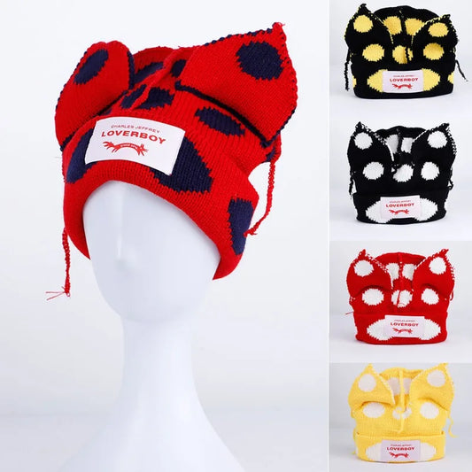 Couple Knitted Hat Pig Hat Cat Ears Wool Hat Circle Warm Knitted Cold Hats Korean Hats