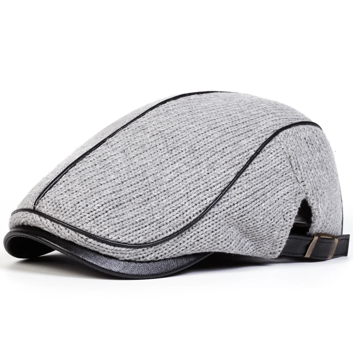 Men Autumn Winter Warm Knitting Newsboy Caps British Painters Hats Side Buckle Adjustable Flat Cap