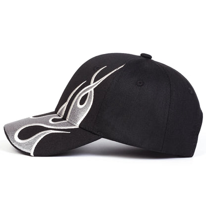 Unisex Flame Embroidery Baseball Caps Spring Autumn Outdoor Adjustable Casual Hats Hip Hop Hat