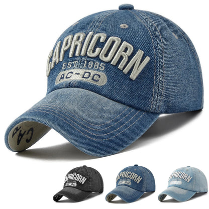 Unisex Capricorn Letter Embroidery Baseball Caps Spring Autumn Outdoor Sunscreen Hat Adjustable