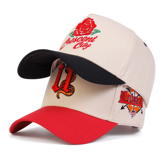 Unisex Rose Letter Embroidery Baseball Caps Spring Autumn Outdoor Adjustable Casual Hats Sunscreen