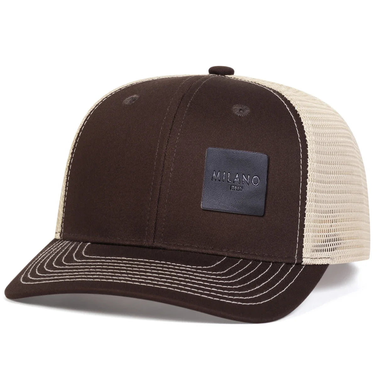 Unisex Milano Letter Black Leather Label Baseball Net Cap Spring Summer Outdoor Adjustable Casual