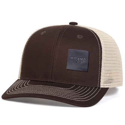 Unisex Milano Letter Black Leather Label Baseball Net Cap Spring Summer Outdoor Adjustable Casual