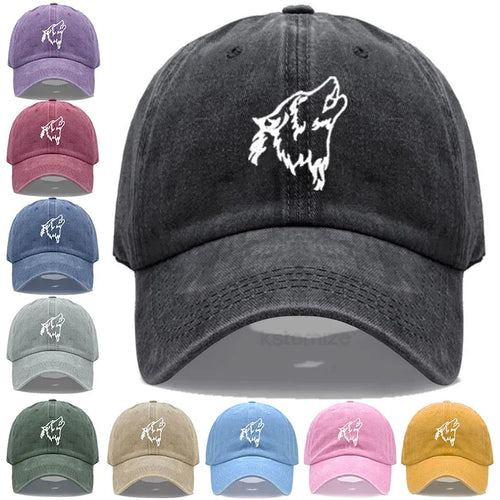 Women S Baseball Cap Men Washed Cotton Wolf Howl Embroidery Dad Hat Sport Golf Caps Man Sun Hats