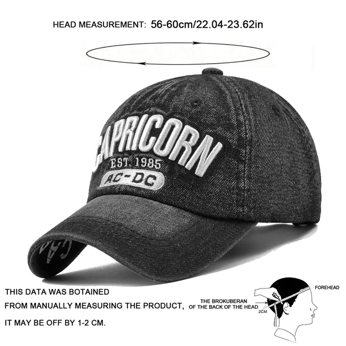Unisex Capricorn Letter Embroidery Baseball Caps Spring Autumn Outdoor Sunscreen Hat Adjustable
