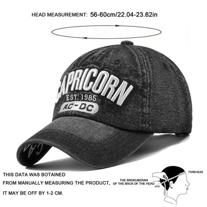 Unisex Capricorn Letter Embroidery Baseball Caps Spring Autumn Outdoor Sunscreen Hat Adjustable