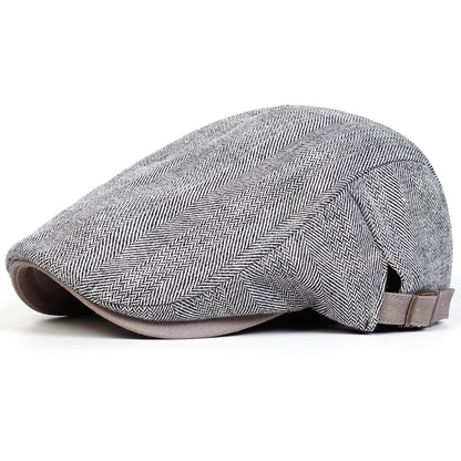 Men Retro Herringbone Grid Newsboy Caps British Painters Hats Spring Autumn Adjustable Flat Cap Hip