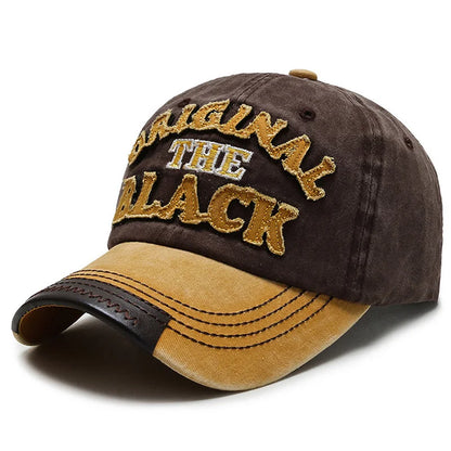 New Cotton Coated Outdoor Sports Wash Baseball Cap Embroidery Patch Black Letter Sunscreen Sunshade Hat Spring And Autumn