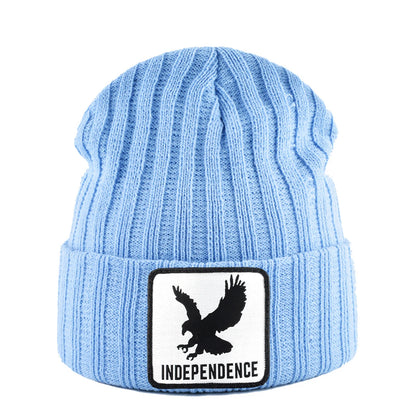Knitted Skullies Beanie With Animals Patch Men Women Outdoor Casual Sport Hats Autumn Winter Solid Color Hip Hop Beanies