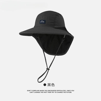 Unisex Summer Wide Brim Waterproof and Quick-drying Bucket Hats Outdoor Visor Panama CapsMesh Breathable Sun Hat with Neck Flap