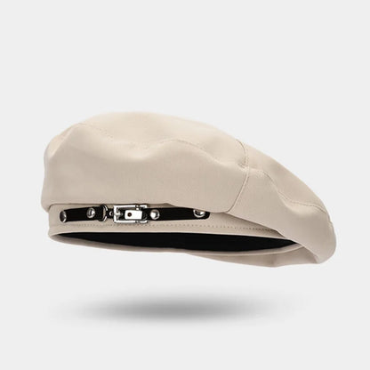 Chic Vintage-Inspired Beret Cap For Women - Lightweight Cotton, Adjustable Drawstring Closure, Perfect For Fall & Winter