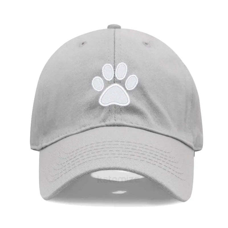 Dog Paw Embroidered Baseball Cap Women Men Adjustable Washed Cotton Dad Hat Unisex Classic Golf Caps