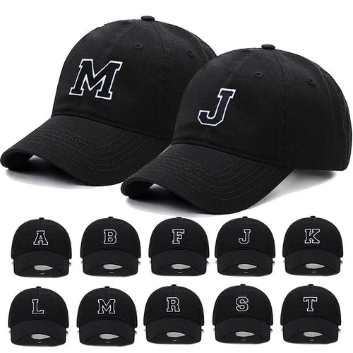 Initial Letter A-Z Embroider Baseball Cap Men Womne Soft Cotton Team Sport Visors Snapback Caps