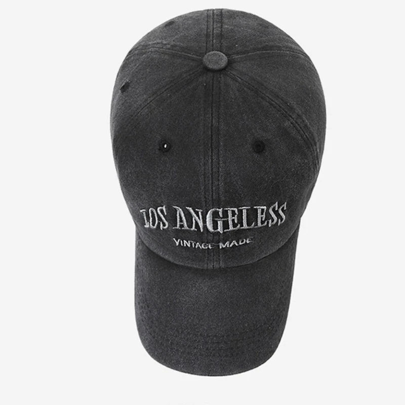 Vintage Distressed Los Angeless Embroidered Baseball Cap Soft Crown Adjustable Streetwear Unisex Hat