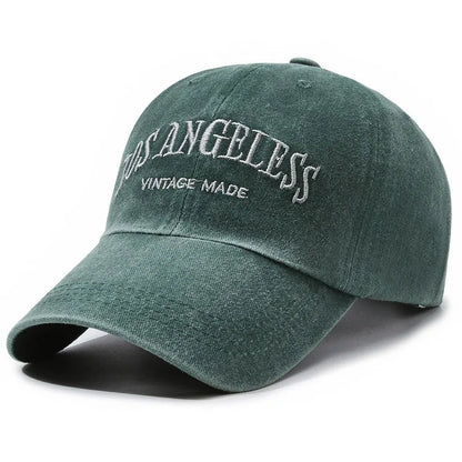 Vintage Distressed Los Angeless Embroidered Baseball Cap Soft Crown Adjustable Streetwear Unisex Hat