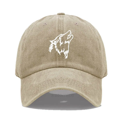 Women S Baseball Cap Men Washed Cotton Wolf Howl Embroidery Dad Hat Sport Golf Caps Man Sun Hats