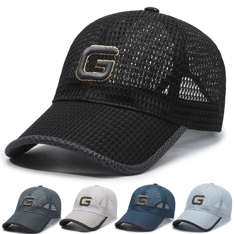 Embroidered Letters G Mesh Baseball Cap Breathable Sunshade Outdoor Casual Visor Hats Women Men