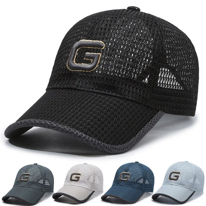 Embroidered Letters G Mesh Baseball Cap Breathable Sunshade Outdoor Casual Visor Hats Women Men