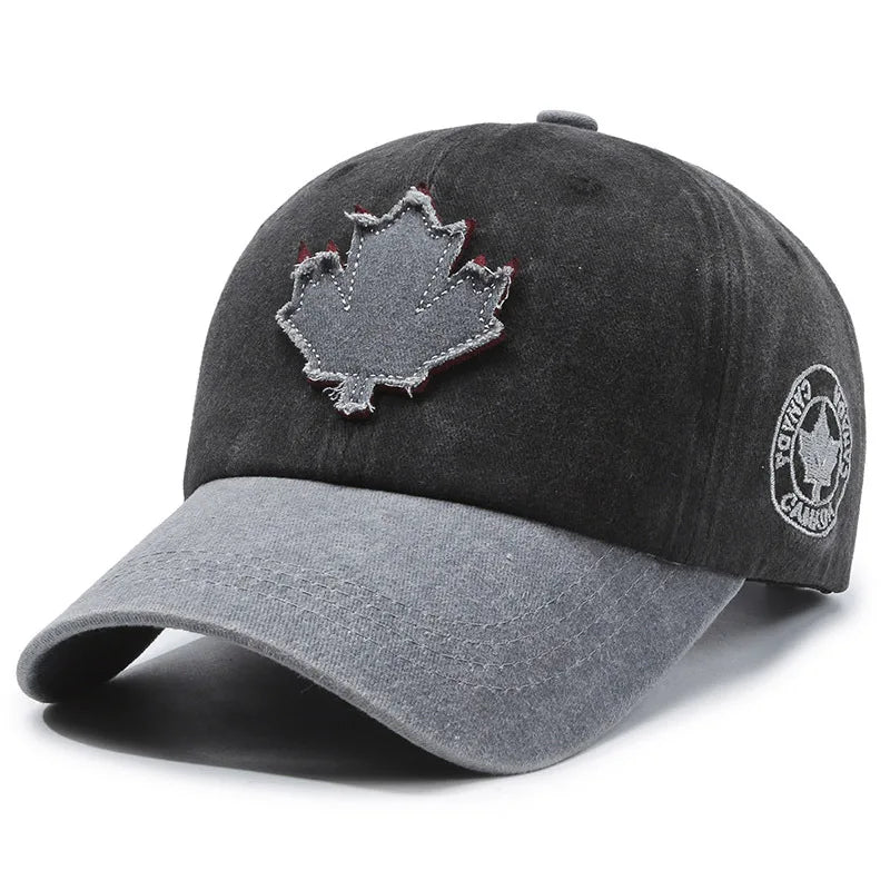 European American Maple Leaf Retro Baseball Men Women Washed Cotton Duck Tongue Spring Summer