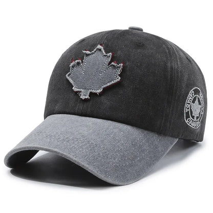 European American Maple Leaf Retro Baseball Men Women Washed Cotton Duck Tongue Spring Summer