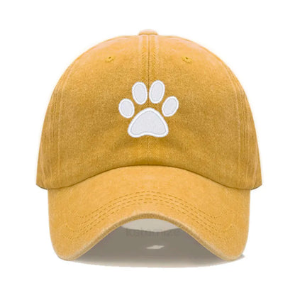 Dog Paw Embroidered Baseball Cap Women Men Adjustable Washed Cotton Dad Hat Unisex Classic Golf Caps