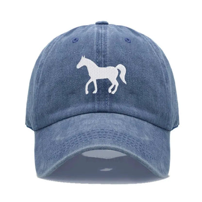 Horse Embroidered Baseball Cap Women Men Adjustable Washed Cotton Dad Hat Unisex Classic Golf Caps