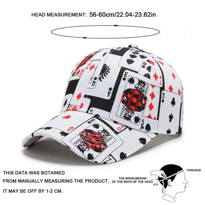 Unisex Poker Card Print Baseball Caps Spring Autumn Outdoor Adjustable Casual Hats Hip Hop Cap