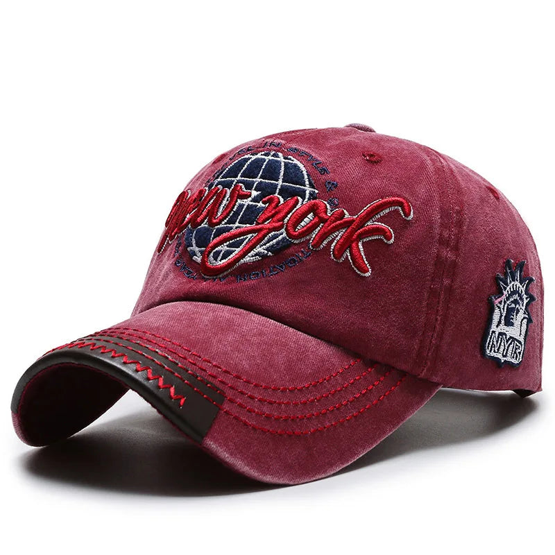 Vintage New York Embroidered Baseball Cap Soft Washed Dad Hat Letter Embroidery Washed Vintage Duckbill Cap