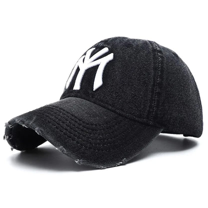 Unisex Letter Embroidery Washed Cowboy Baseball Caps Spring Autumn Outdoor Adjustable Casual Hats