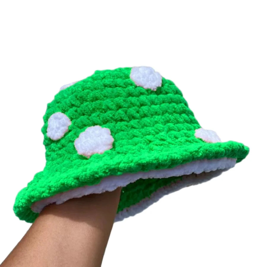 Christmas Fall Winter Crochet Bucket Hat Unisex Cute Mushroom Berets For Women Warm Fluffy Handmade Knitted Hats Gift Couple Hat