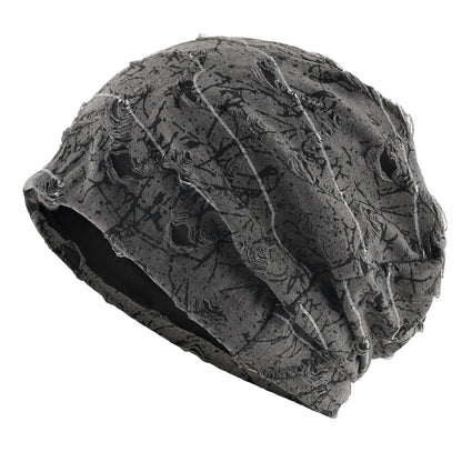 Distressed marble print Beanie Men Unisex Vintage Streetwear Hip Hop Hat Women's Spring Fall Knit Cap For Casual Sport