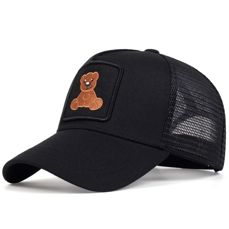 Unisex Snapback Caps Men Breathable Mesh Hats Women Embroidery Bear Baseball Cap Man S Cotton Hip