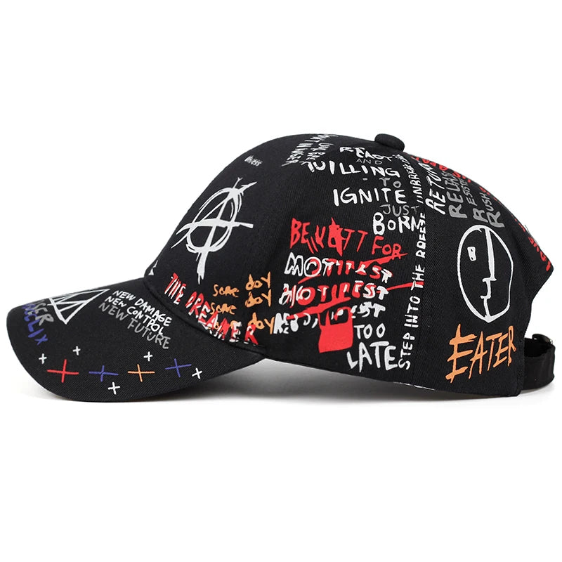 Graffiti Printing Baseball Cap 100 Cotton Casual Hat Men Women Adjustable Sun Caps Hip Hop Dad Hats