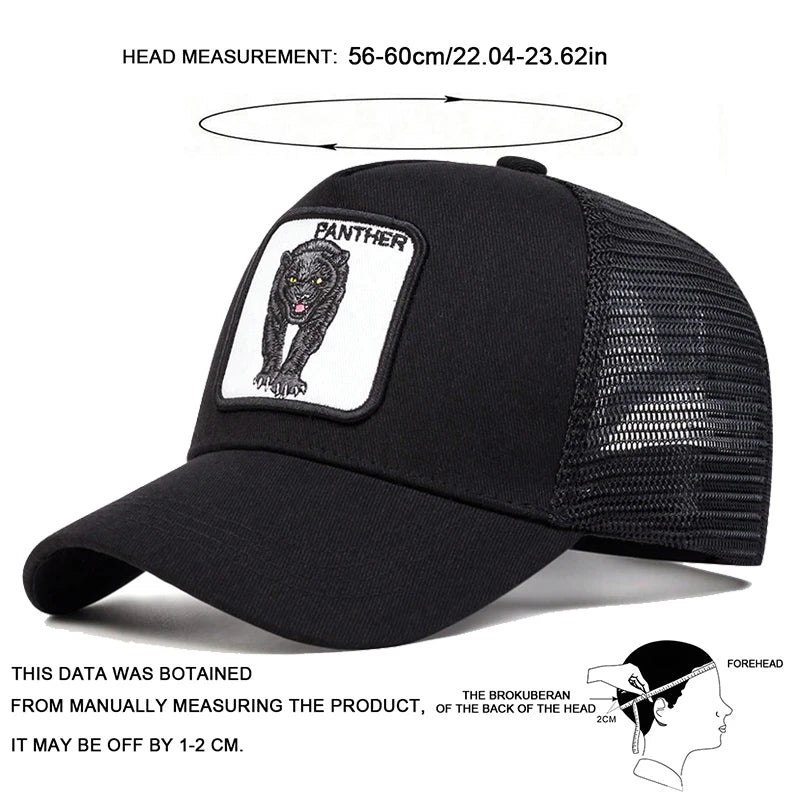 Unisex Leopard Embroidery Baseball Net Caps Spring Summer Outdoor Adjustable Casual Hats Sunscreen