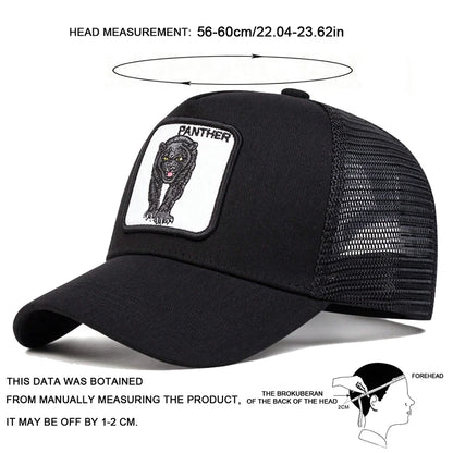 Unisex Leopard Embroidery Baseball Net Caps Spring Summer Outdoor Adjustable Casual Hats Sunscreen