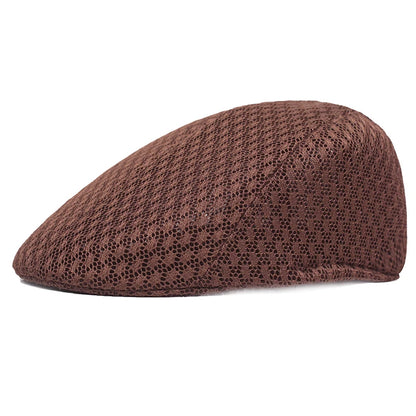Summer Casual Beret Hat Unisex Mesh Flat Caps Newsboy Style Adjustablr Breathable Women Men
