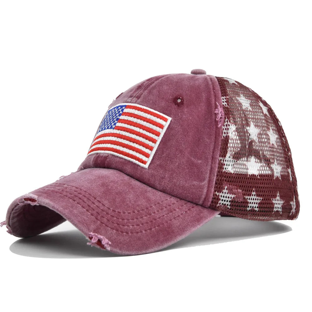 Unisex Usa Embroidery Net Baseball Cap Spring Summer Outdoor Adjustable Breathable Casual Hats