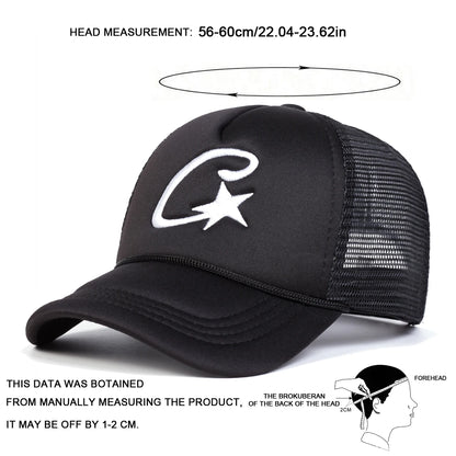 Unisex C Letter Pentagram Embroidery Baseball Net Caps Spring Summer Outdoor Adjustable Casual Hats