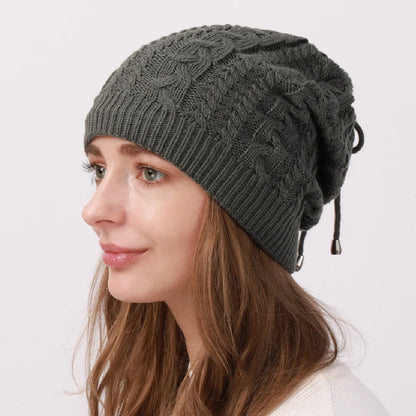 Women Stretchy Knitted Skullies Beanies Hat Solid Snood Scarf Warm Beanie Womem Autumn Winter Female