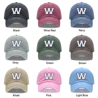 Initial Letter A-Z Embroidery Baseball Cap Men Womne Washed Cotton Dad Hats Team Sport Visors