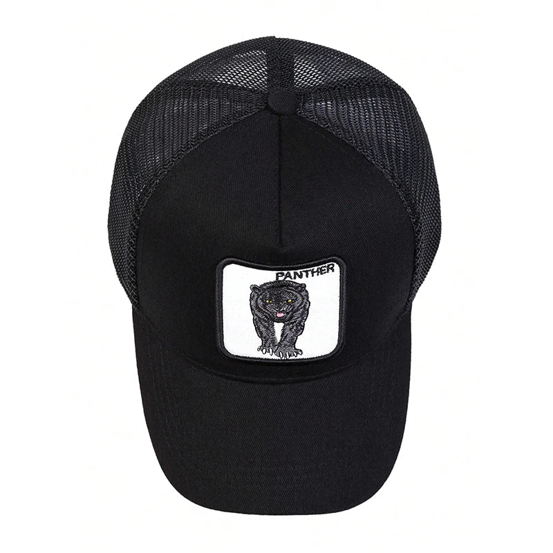Unisex Leopard Embroidery Baseball Net Caps Spring Summer Outdoor Adjustable Casual Hats Sunscreen