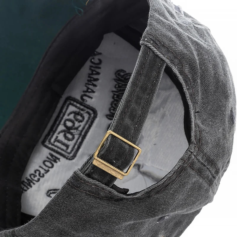 Washed Cowboy Letters Cotton Cap Men Women Adjustable Autdoor Sun Protection Hat Rock Shark Baseball