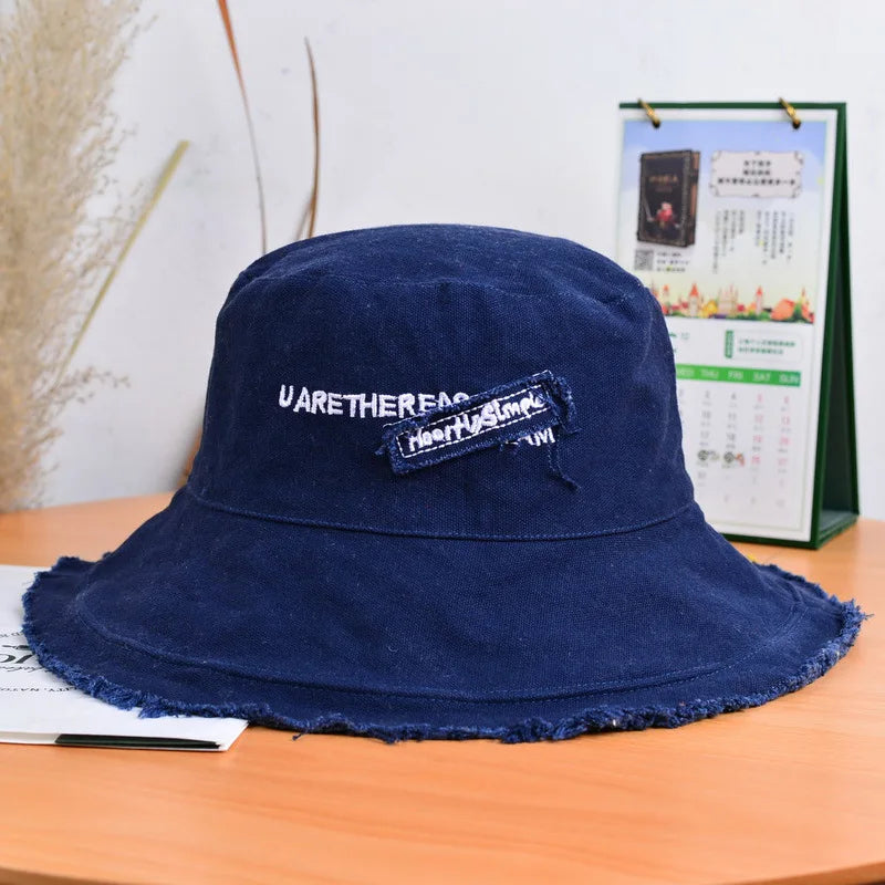 Women Cotton Bucket Hats Female Summer Autumn Sunscreen Fisherman Cap Outdoor Beach Sun Hat